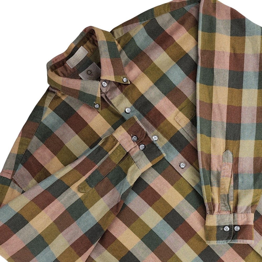 Viyella Button Down shirt 80/20 Cotton Wool Shirt Mens L Plaid Made in Canada